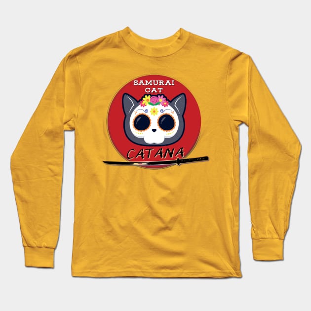 Catana Samurai Cat Long Sleeve T-Shirt by Persius Vagg